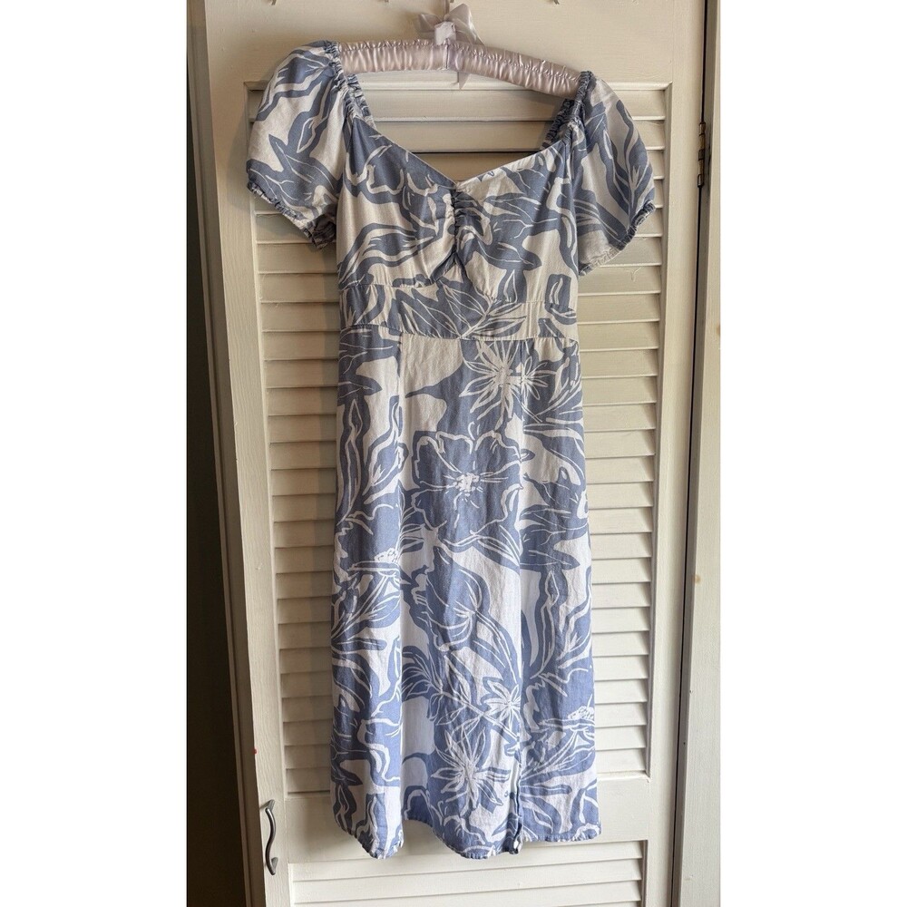 Jessica Simpson Floral Puff Sleeve Smocked Midi Dress M Cottagecore Milkmaid